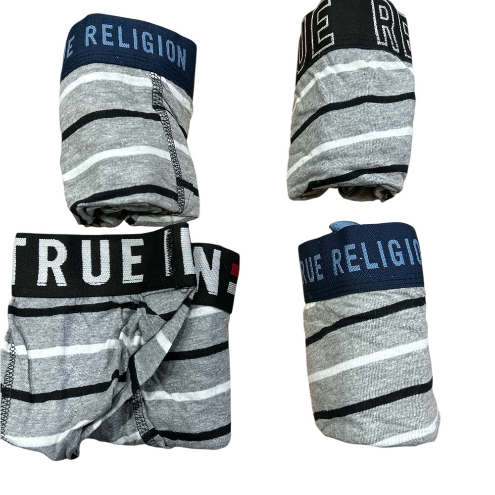 True Religion Men's Gray Striped Boxer Briefs - 3 Pack Large